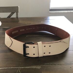 Diesel Cream Leather Belt with Black Buckle